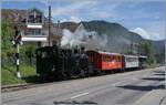 Die BFD HG 3/4 N� 3 der Blonay Chamby Bahn erreicht mit ihrem Dampfzug von Chaulin den Bahnhof von Blonay und passieert das Ausfahrsignal, eine Hippsche Wendescheibe. 

7. Juni 2026