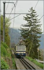 Bei Montreux strebt ein Rochers de Naye Zug bergwärts.