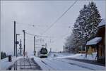 Der CEV MVR ABeh 2/6 7508 erreicht die verschneite Gipfelstation Les Pléiades. 

29. Jan. 2026