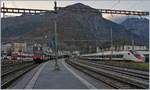 Ein TMR  NINA, ein SBB IR nach Brig und der neue RABe 501 102 Giruno in Martigny.