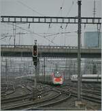 Zwei SBB Giruno RABe 501 erreichen Zürich HB an diesem noch etwas düsteren Morgen.