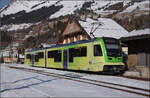 ABe 4/8 472 der ASD am Streckenende in Les Diablerets. Januar 2026.
