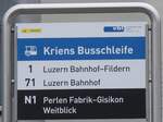 (272'264) - vbl/PostAuto-Haltestellenschild - Kriens, Busschleife - am 20.
