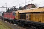 SBB: Güterzug mit der Re 6/6 11601  WOLHUSEN  beim Güterbahnhof Langenthal am 19.