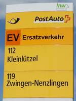 (278'477) - PostAuto-Haltestellenschild - Laufen, Bahnhof - am 4.