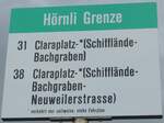 (159'807) - BVB-Haltestellenschild - Riehen, Hrnli Grenze - am 11.