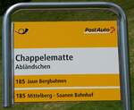 (252'176) - PostAuto-Haltestellenschild - Abl�ndschen, Chappelematte - am 1.