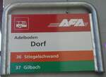 (130'363) - AFA-Haltestellenschild - Adelboden, Dorf - am 11.