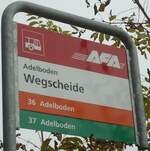 (130'366) - AFA-Haltestellenschild - Adelboden, Wegscheide - am 11.