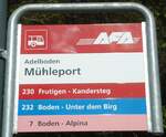 (130'371) - AFA-Haltestellenschild - Adelboden, Mhleport - am 11.