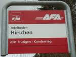 (130'965) - AFA-Haltestellenschild - Adelboden, Hirschen - am 15.