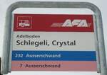 (131'123) - AFA-Haltestellenschild - Adelboden, Schlegeli, Crystal - am 28.