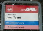 (131'128) - AFA-Haltestellenschild - Adelboden, Janz Team - am 28.