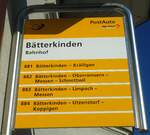 (132'449) - PostAuto-Haltestellenschild - Btterkinden, Bahnhof - am 24.