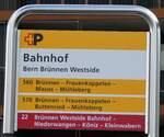 (281'765) - +P-Haltestellenschild - Bern Br�nnen Westside, Bahnhof - am 24. Oktober 2025