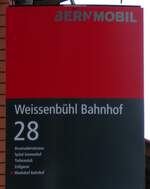 (278'044) - BERNMOBIL-Haltestellenschild - Bern Weissenb�hl, Bahnhof - am 26.