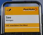 (270'735) - PostAuto-Haltestellenschild - B�nigen, See - am 7.