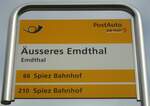 (138'429) - PostAuto-Haltestellenschild - Emdthal, �usseres Emdthal - am 6.