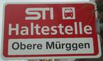 (136'621) - STI-Haltestellenschild - Fahrni, Obere Mrggen - am 17. Oktober 2011