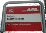 (130'976) - AFA-Haltestellenschild - Frutigen, Hohstalden - am 15.