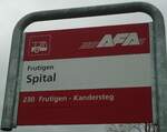 (131'001) - AFA-Haltestellenschild - Frutigen, Spital - am 15.