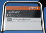 (149'362) - RBS-Haltestellenschild - Gmligen, Bahnhof - am 19.