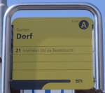 (215'951) - STI-Haltestellenschild - Gunten, Dorf - am 8. April 2020