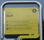(277'496) - STI-Haltestellenschild - Gunten, Dorf - am 3. Juli 2025