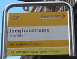 (186'771) - PostAuto/STI-Haltestellenschild - Interlaken, Jungfraustrasse - am 3.