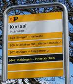(285'843) - +P-Haltestellenschild - Interlaken, Kursaal - am 29. M�rz 2026