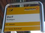 (226'641) - PostAuto-Haltestellenschild - Krattigen, Dorf - am 21.