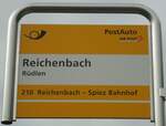 (138'435) - PostAuto-Haltestellenschild - Reichenbach, Rdlen - am 6.