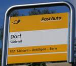 (266'892) - PostAuto-Haltestellenschild - S�riswil, Dorf - am 10.