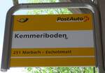 (160'953) - PostAuto-Haltestellenschild - Schangnau, Kemmeriboden - am 24.