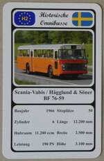 (271'113) - Quartett-Spielkarte mit Scania-Vabis / H�gglund & S�ner BF 76-59 von 1966 am 12.