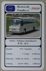 (273'038) - Quartett-Spielkarte mit Volvo / Solenza Jonckheere B 58 - 60 S von 1973 am 16.