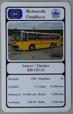 (273'140) - Quartett-Spielkarte mit Saurer / T�scher RH 525-23 von 1982 am 23.