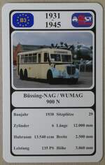 (275'690) - Quartett-Spielkarte mit B�ssing-NAG / WUMAG 900 N von 1938 am 18.