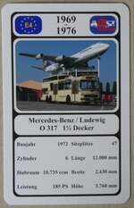 (276'490) - Quartett-Spielkarte mit Mercedes-Benz Ludewig O 317 1 1/2 Decker von 1972 am 8.