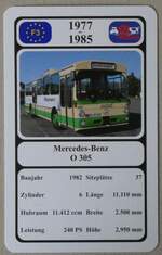 (276'732) - Quartett-Spielkarte mit Mercedes-Benz O 305 von 1982 am 15.
