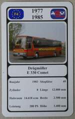 (276'733) - Quartett-Spielkarte mit Dr�gm�ller E 330 Comet von 1983 am 15.