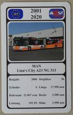 (277'341) - Quartett-Spielkarte mit MAN Lion's City A23 NG 313 von 2004 am 29.