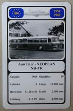 (278'804) - Quartett-Spielkarte mit Auw�rter - NEOPLAN NH-TR von 1960 am 10.