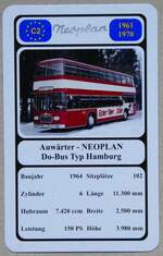 (279'128) - Quartett-Spielkarte mit Auw�rter - NEOPLAN Do-Bus Typ Hamburg von 1964 am 17.