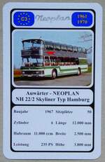 (279'129) - Quartett-Spielkarte mit Auw�rter - NEOPLAN NH 22/2 Skyliner Typ Hamburg von 1967 am 17.