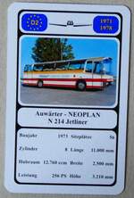 (279'333) - Quartett-Spielkarte mit Auw�rter - NEOPLAN N 214 Jetliner von 1974 am 24.