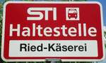 (133'872) - STI-Haltestellenschild - Unterlangenegg, Ried-K�serei - am 28.