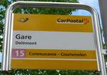 (151'053) - PostAuto-Haltestellenschild - Delmont, Gare - am 29.