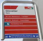 (220'390) - cj-Haltestellenschild - Glovelier, Gare - am 31. August 2020