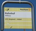 (286'271) - PostAuto-Haltestellenschild - Willisau, Bahnhof - am 21. April 2026